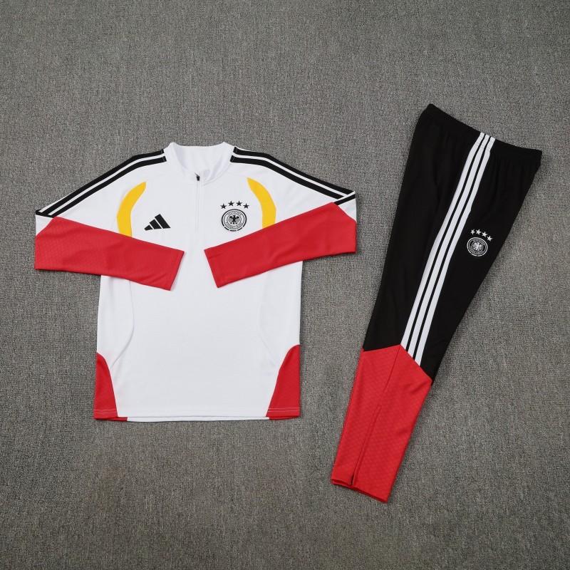 26/27 Germany White Half Zipper Jacket Tracksuit + Long Pants