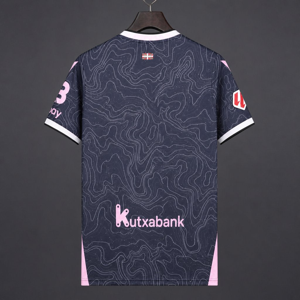 26/27 Deportivo Alavés Black with Pink Topographic Pattern Away Jersey