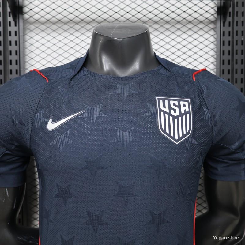 Player Version 2026 USA Navy Blue with All-Over Star Pattern Away Jersey