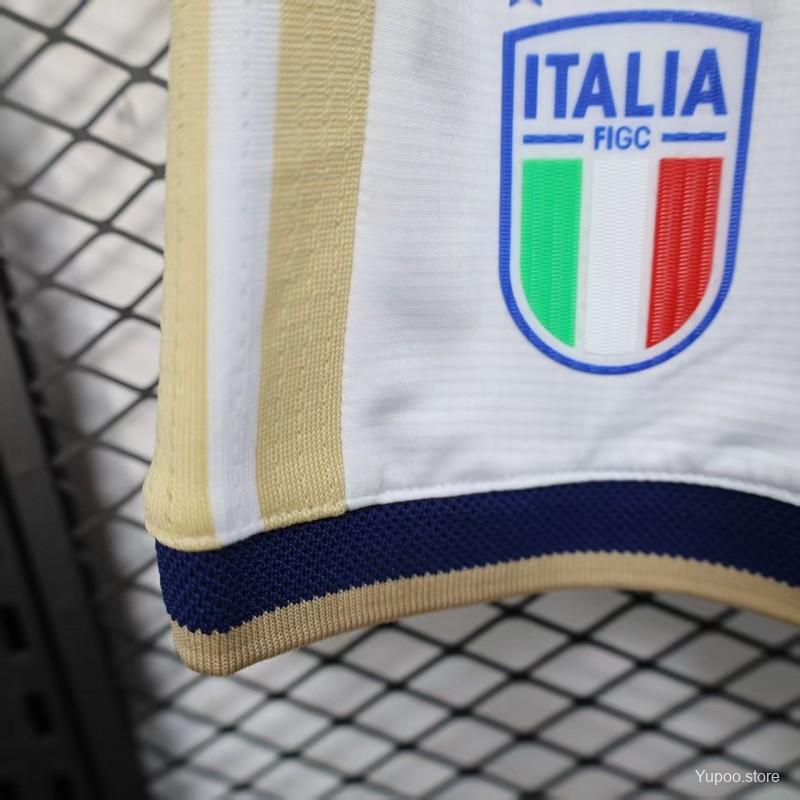 2026 Player Version Italy Home White with Gold Stripes Shorts