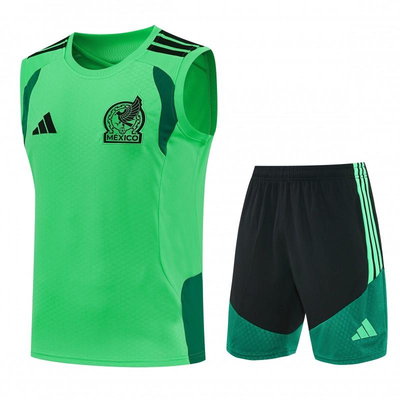 26/27 Mexico Green Sleeveless Training Vest + Black Shorts Set