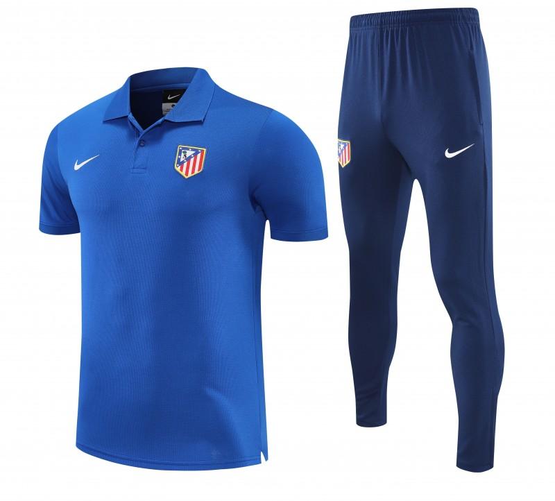 26/27 Atletico Madrid Blue Polo Training Shirt + Long Pants Tracksuit