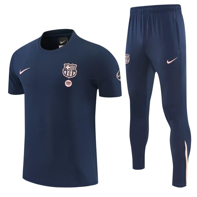 26/27 Barcelona Navy Blue Short Sleeve Tracksuit + Long Pants