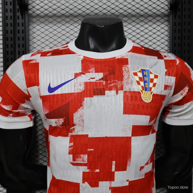 Player Version 2026 Croatia Home Red White with Checkerboard Pattern Jersey