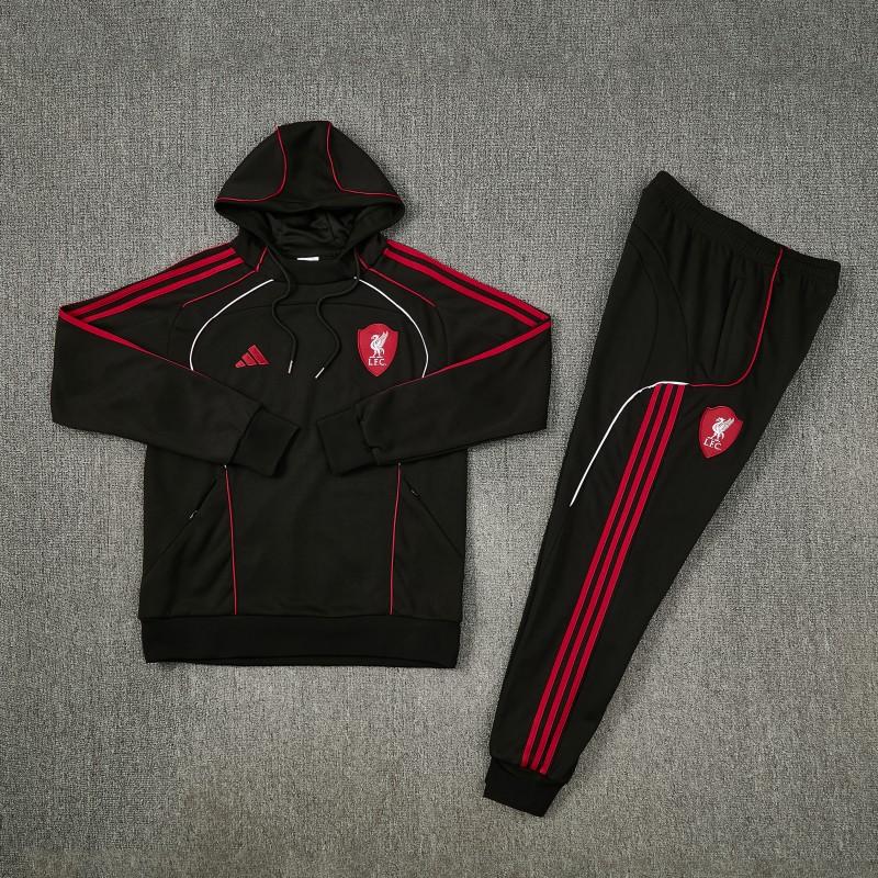 26/27 Liverpool Black Full Zipper Hooded Jacket Tracksuit + Long Pants