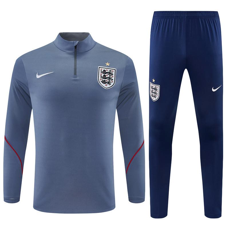 2026 England Grey Half Zipper Jacket Tracksuit + Navy Blue Long Pants (Nike)