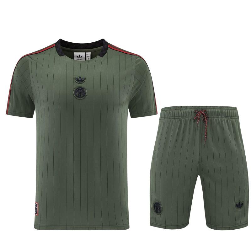 26/27 Bayern München Forest Green Pinstripe Short Sleeve+Soccer Shorts