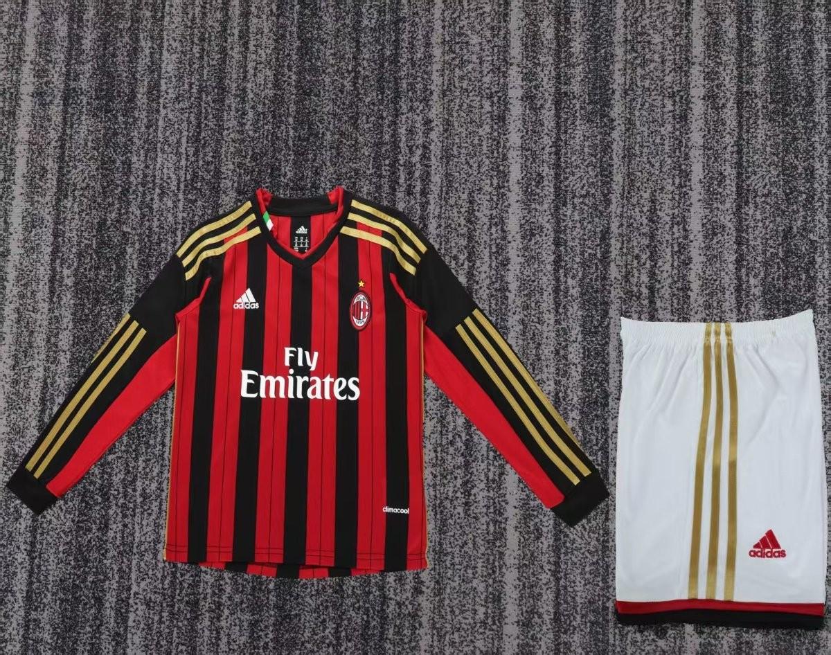Retro 13/14 Kids AC Milan Home Long Sleeve Jersey
