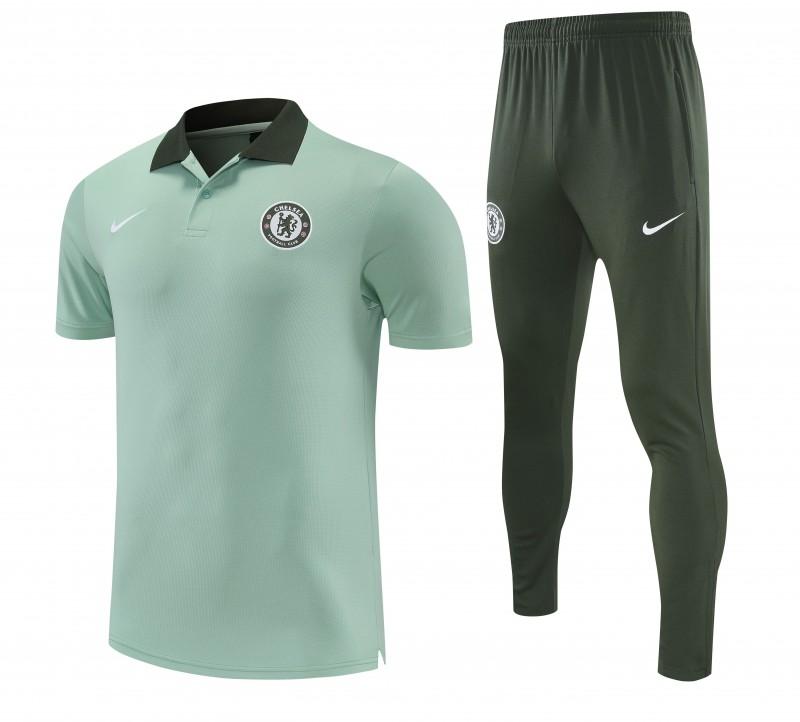 26/27 Chelsea Light Green Polo Training Shirt + Long Pants Tracksuit