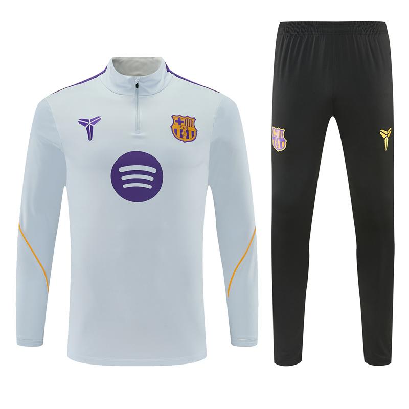 Player Version 26/27 Barcelona Light GreyHalf Zipper Jacket+Long Pants