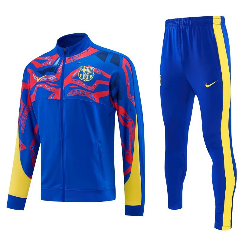 26/27 FC Barcelona Blue with Red Full Zipper Jacket Tracksuit + Long Pants