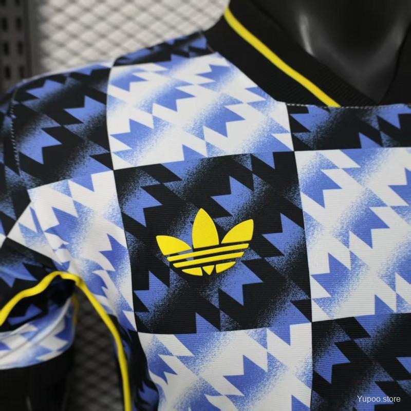 25/26 Player Version Manchester United Blue and Black with Checkerboard Houndstooth Pattern Jersey
