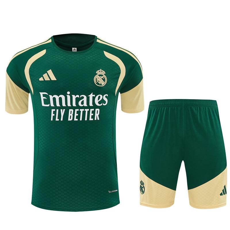 2026 Real Madrid Green & Cream Short Sleeve+Soccer Shorts
