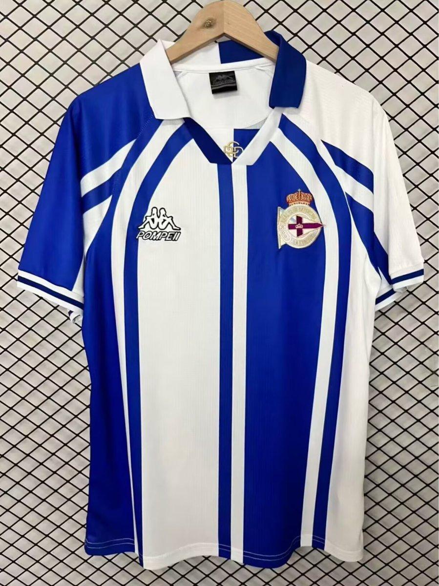 Retro Deportivo La Coruña Blue & White Stripe Home Jersey