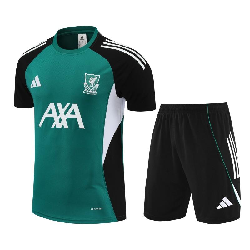 26/27 Liverpool Green & Black Short Sleeve+ Black Soccer Shorts