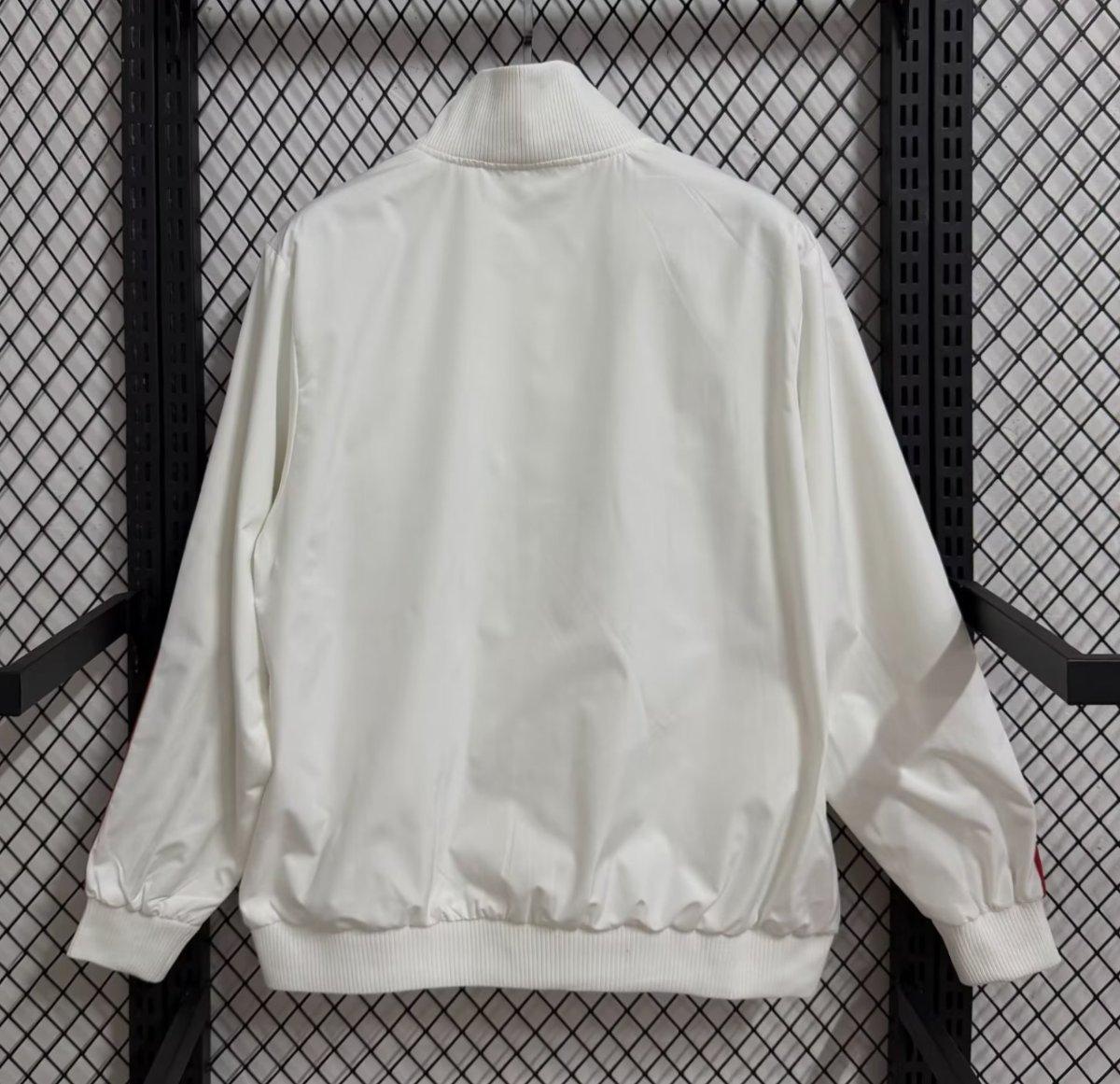 25/26 AC Milan White Red Black Striped Full Zipper Windbreaker