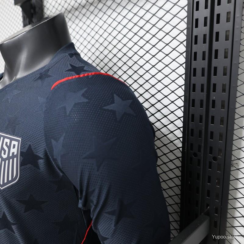 Player Version 2026 USA Navy Blue with Tonal Star Long Sleeve Away Jersey