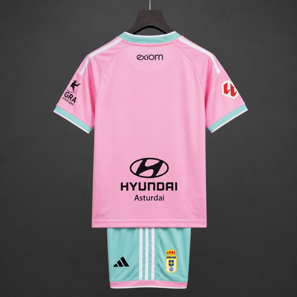 26/27 Kids Real Oviedo Third Pink&Teal Kit Jersey