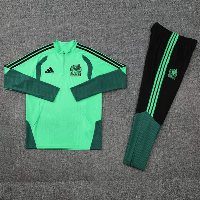 26/27 Mexico Green Half Zipper Jacket Tracksuit + Long Pants