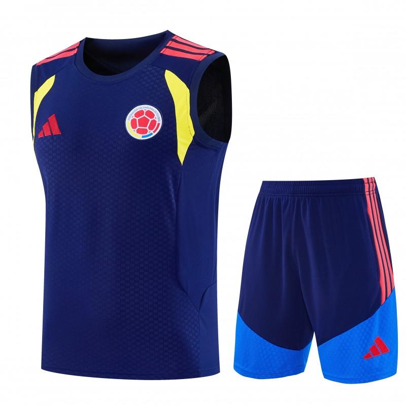 26/27 Colombia Navy Blue Sleeveless Training Vest +Shorts Set