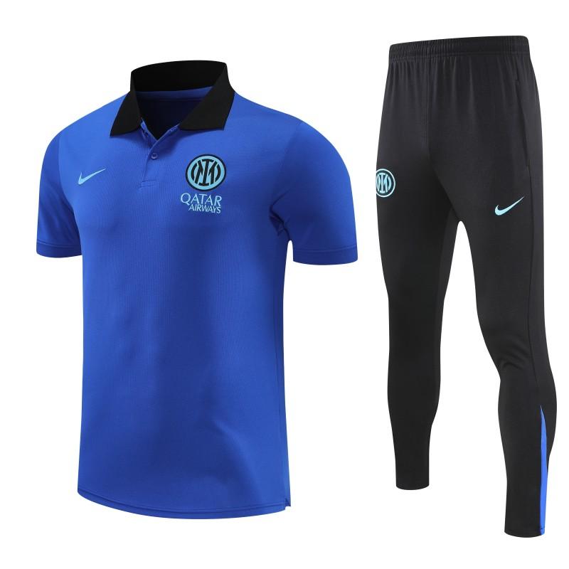 26/27 Inter Milan Blue Polo Training Shirt + Black Long Pants Tracksuit