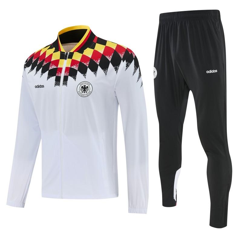 2026 Germany White Full Zipper Jacket Tracksuit + Black Long Pants