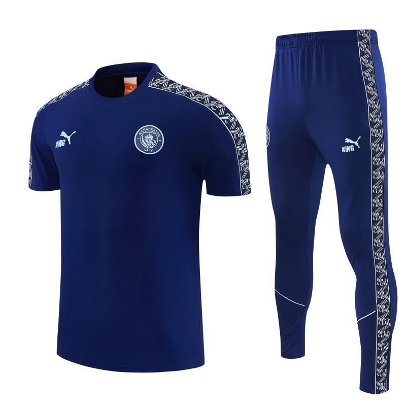 26/27 Manchester City Navy Blue Short Sleeve Tracksuit + Long Pants