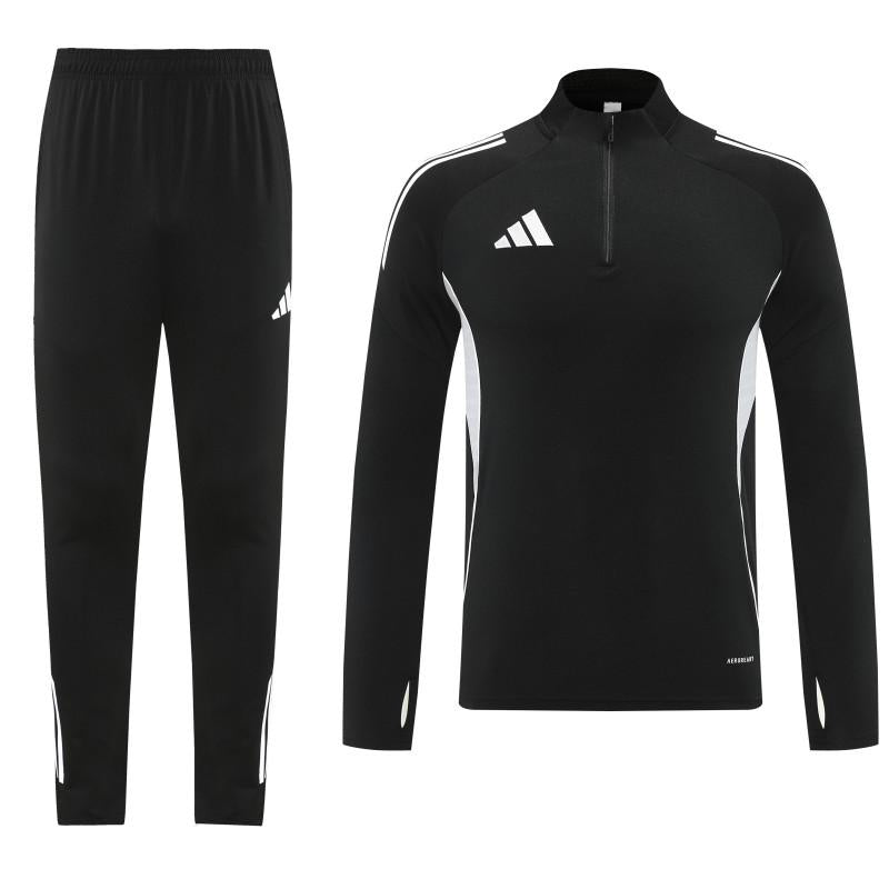 25/26 Adidas Black Full zipper Jacket Tracksuit+ long pants