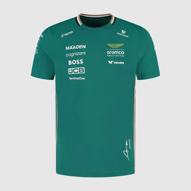 2025 F1 Aston Martin Aramco F1 Team Dark Green with Gold Trim Jersey #14 Aramco