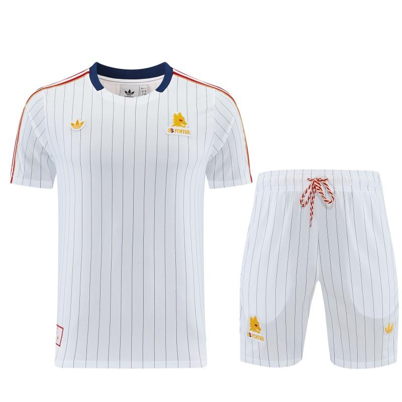 26/27 AS Roma White Short Sleeve+Soccer Shorts