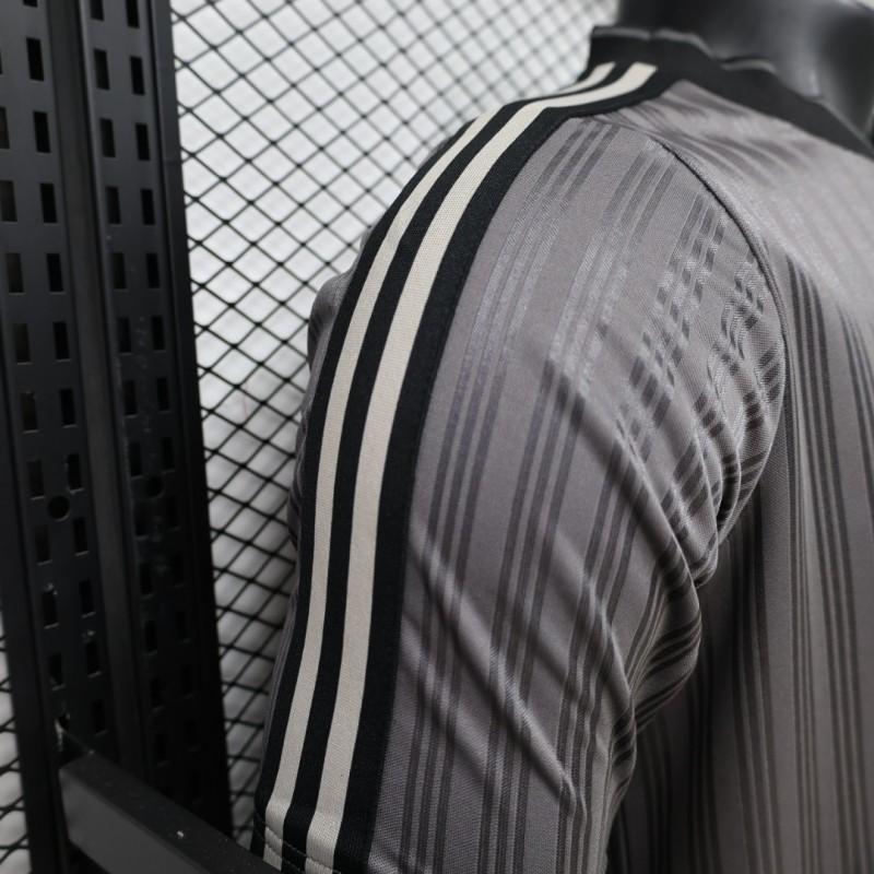 Player Version 2026 Adidas Originals Retro Style Charcoal Grey Stripe Football Jersey