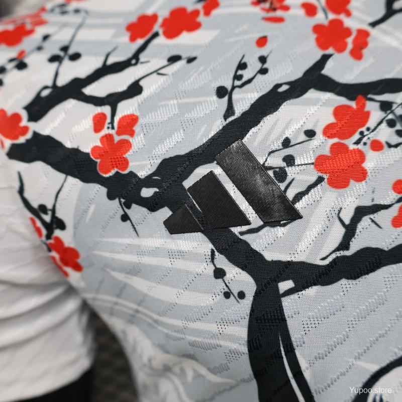 Player Version 2025 Japan White with Samurai & Cherry Blossom Jersey