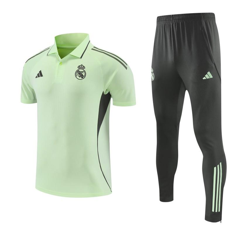 26/27 Real Madrid Light Green Polo Training Shirt + Long Pants Tracksuit