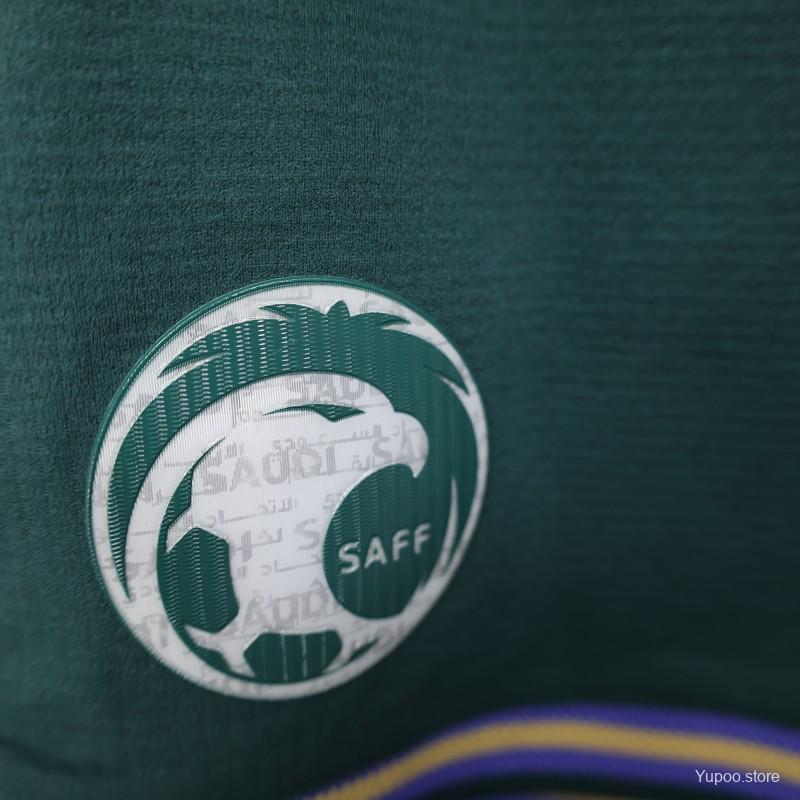 2026 Player Version Saudi Arabia Green with White Side Stripes Shorts