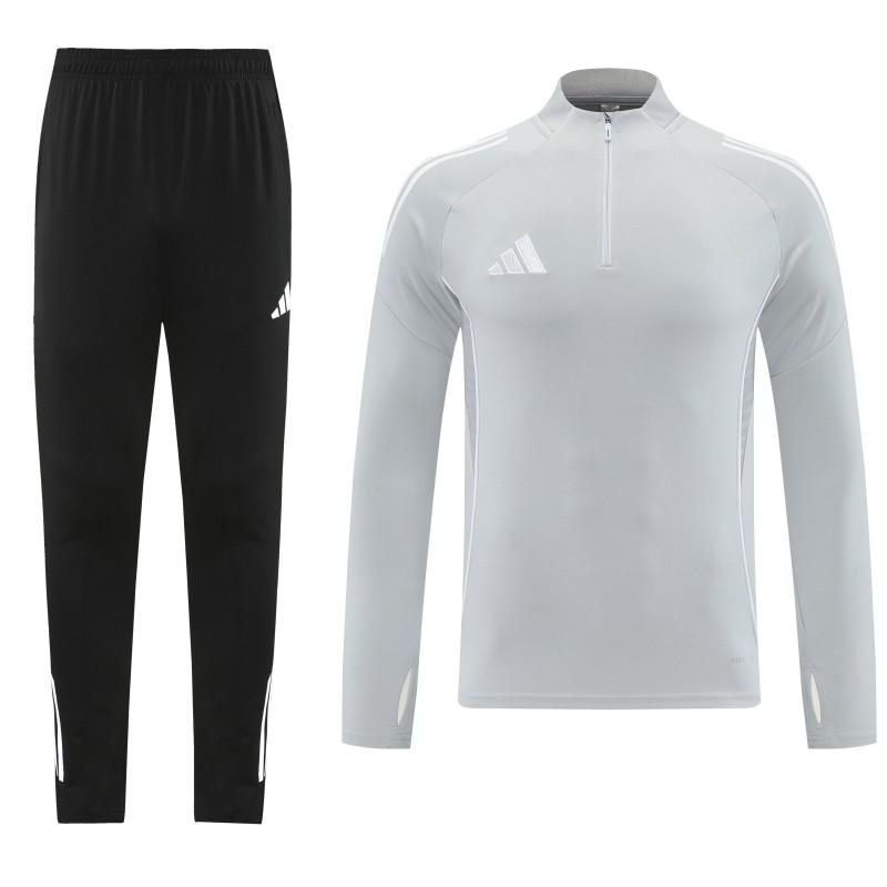 25/26 Adidas Light Grey Full zipper Jacket Tracksuit+ long pants
