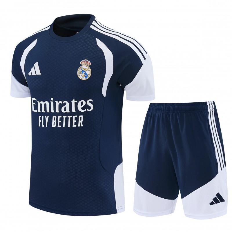 26/27 Real Madrid Navy Blue & White Short Sleeve+Soccer Shorts