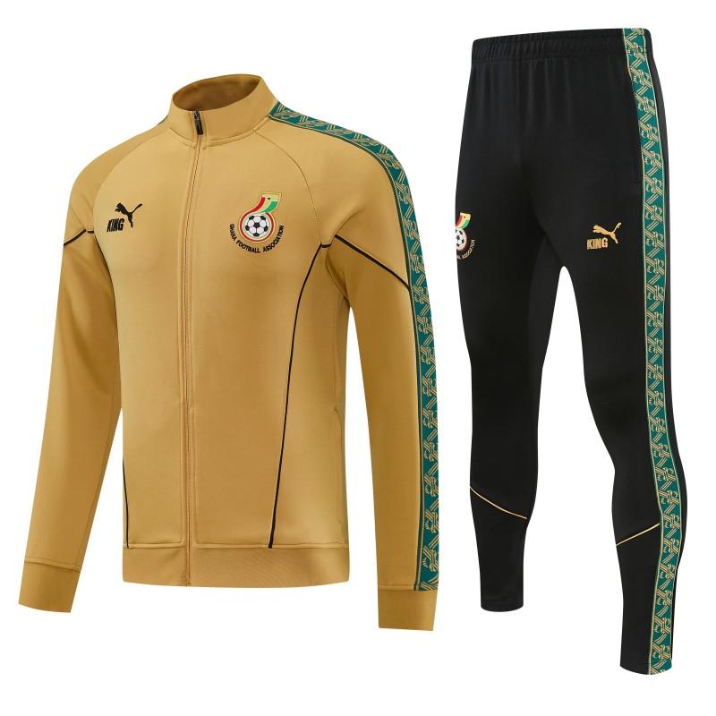 26/27 Ghana Yellow Full Zipper Jacket Tracksuit + Black Long Pants