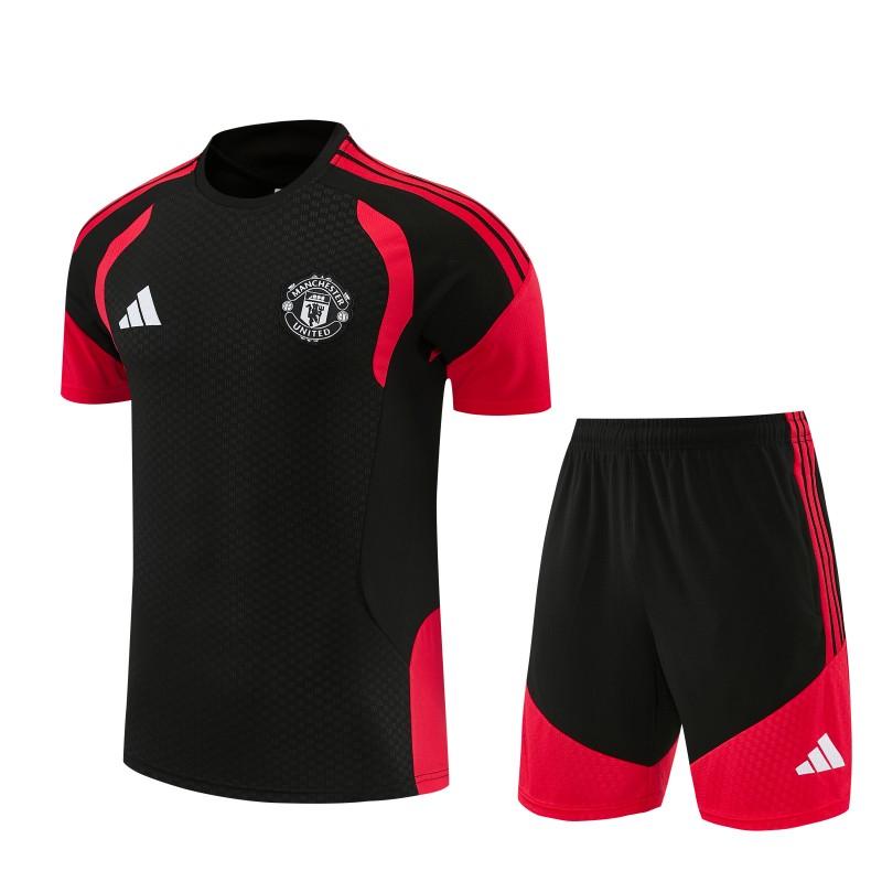 26/27 Manchester United Black &Red Short Sleeve+Soccer Shorts