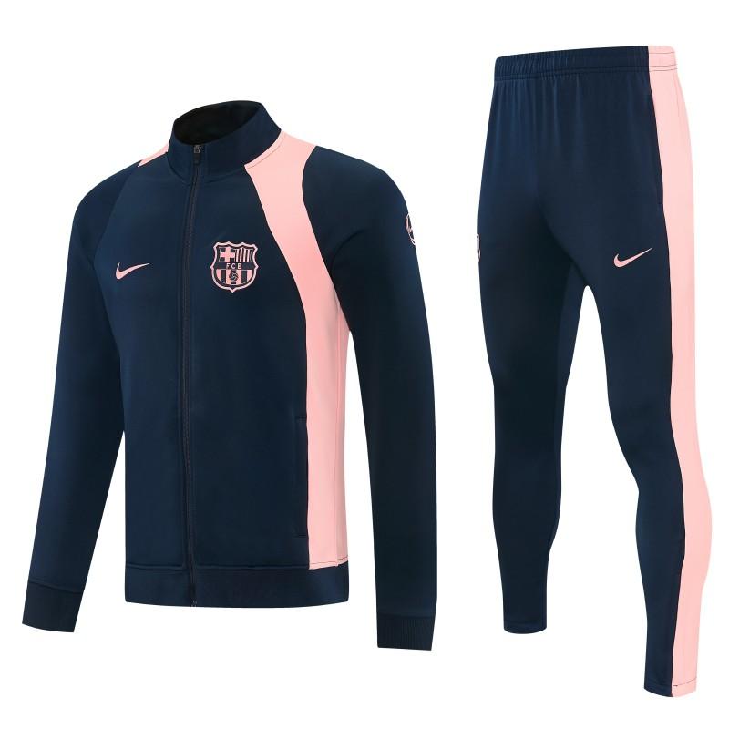 26/27 Barcelona Navy Blue & Pink Full Zipper Jacket Tracksuit + Long Pants