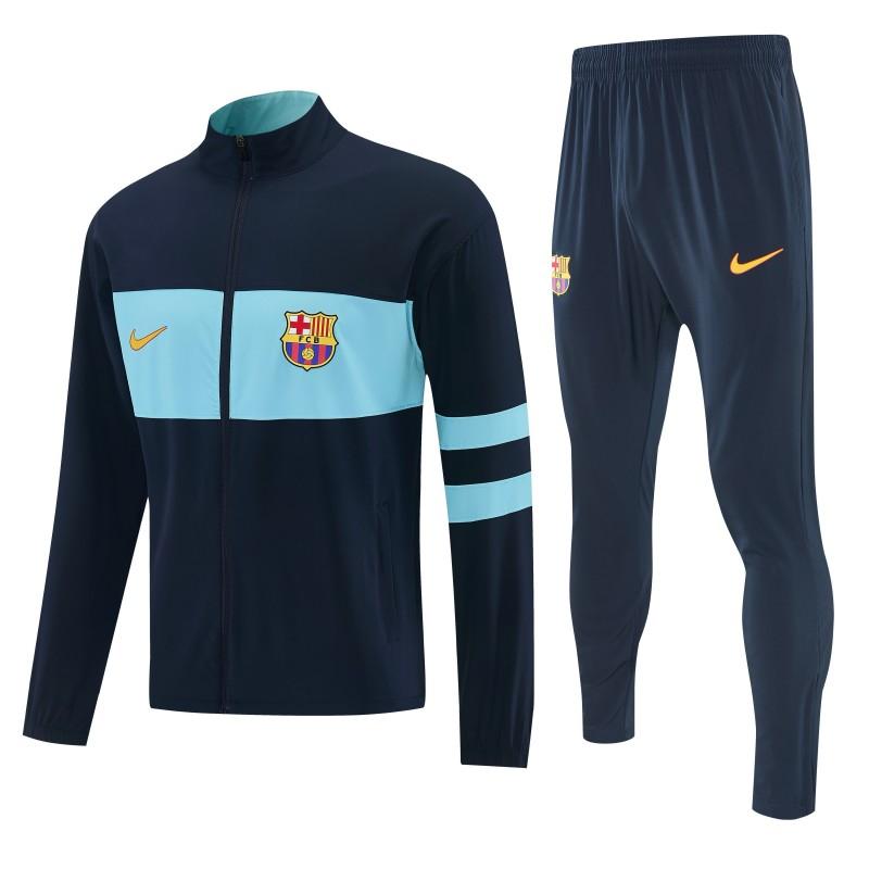 2026 Barcelona Navy Blue Full Zipper Jacket Tracksuit + Long Pants