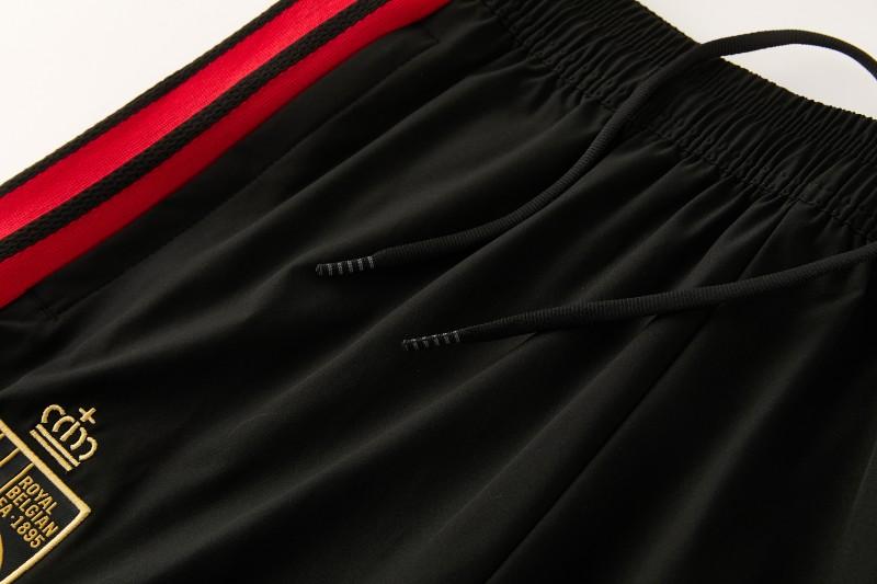 26/27 Belgium Black Full Zipper Hooded Jacket Tracksuit + Long Pants