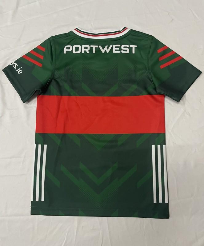 25/26 Kids Mayo GAA Green and Red with Chevron Pattern Home Jersey