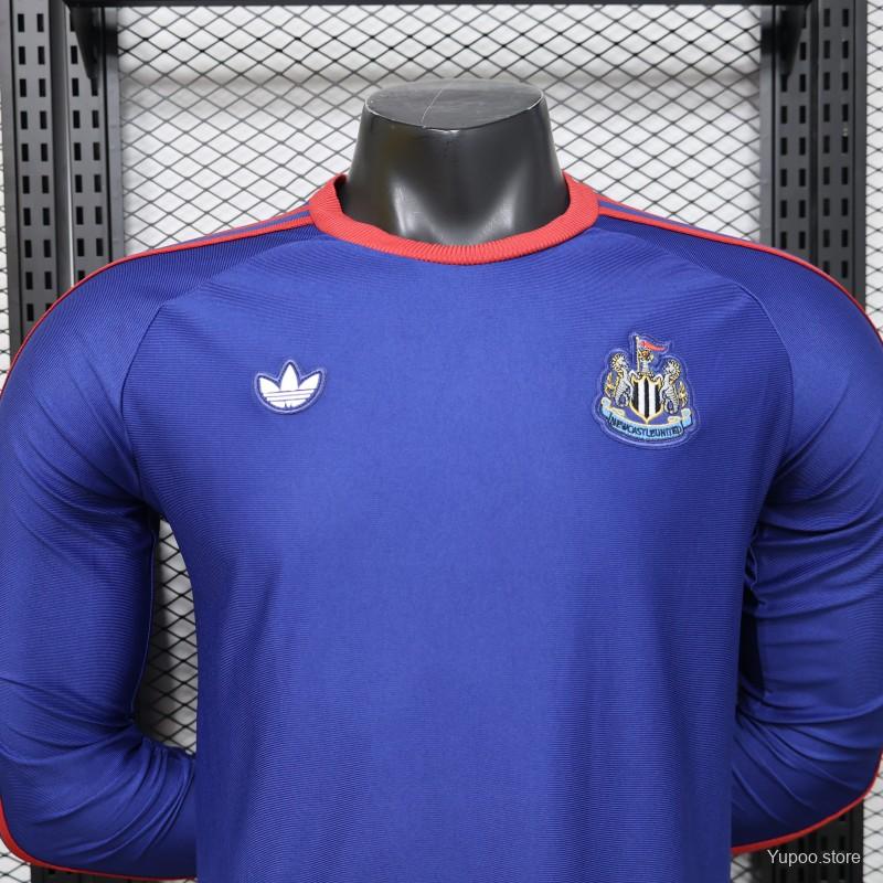 Player Version 26/27 Newcastle United Blue 1990 Vintage Remake Long Sleeve Away Jersey