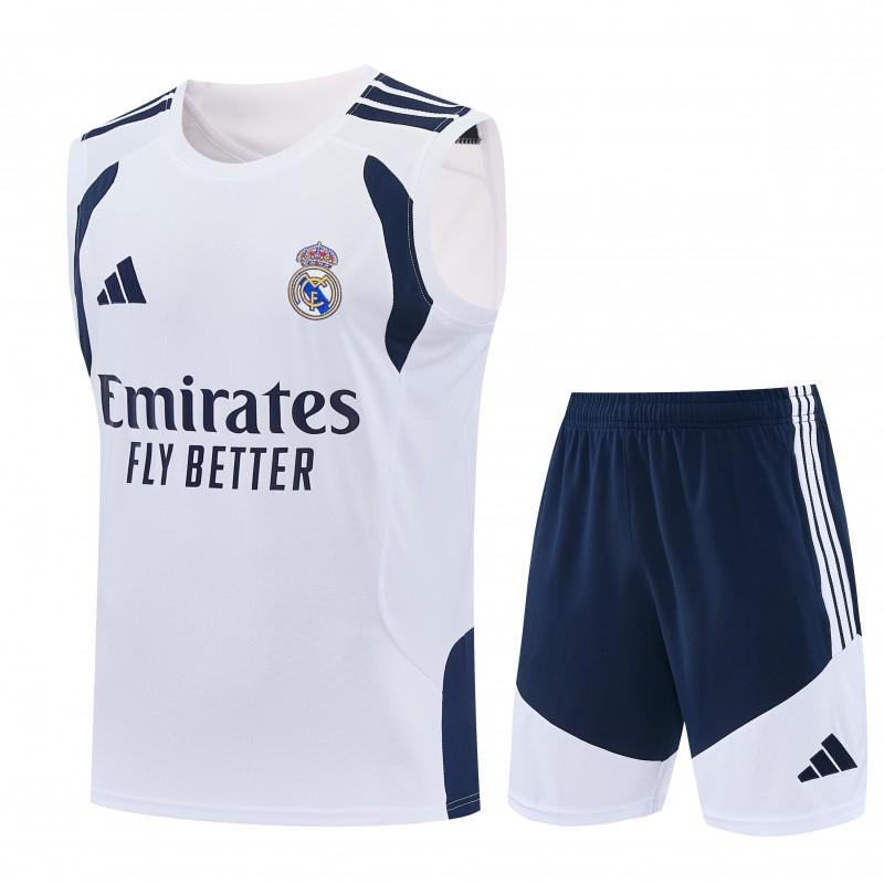 26/27 Real Madrid White Sleeveless Vest Tracksuit + Short Pants