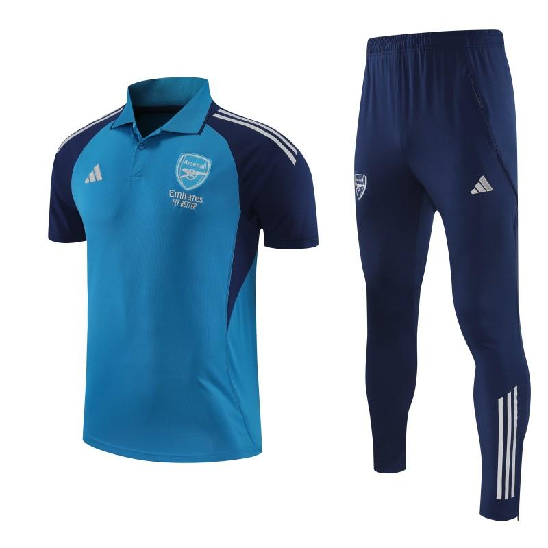 26/27 Arsenal Blue Polo Training Shirt + Long Pants Tracksuit