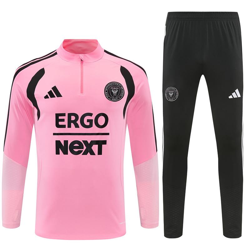2026 Inter Miami CF Pink Half Zipper Jacket Tracksuit + Black Long Pants