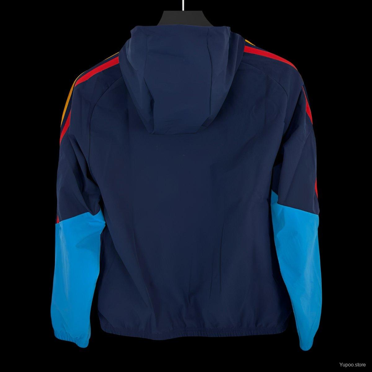 2026 Spain Navy Full Zipper Windbreaker