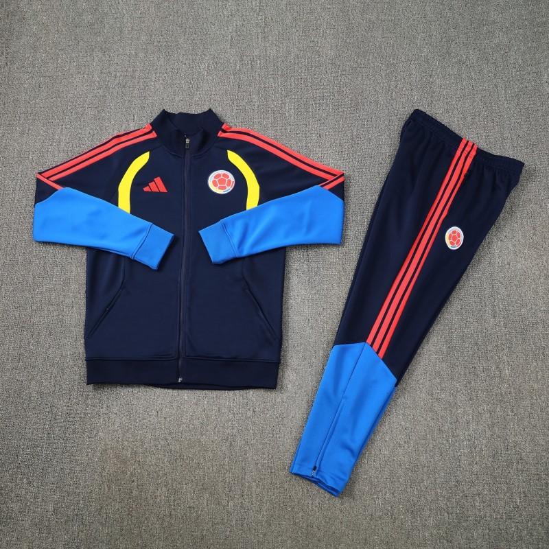26/27 Colombia Navy Blue Full Zipper Jacket Tracksuit + Long Pants