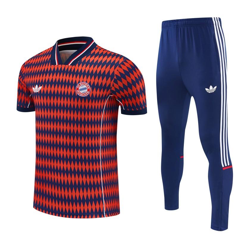 26/27 FC Bayern München Red & Navy Blue Short Sleeve Tracksuit + Long Pants
