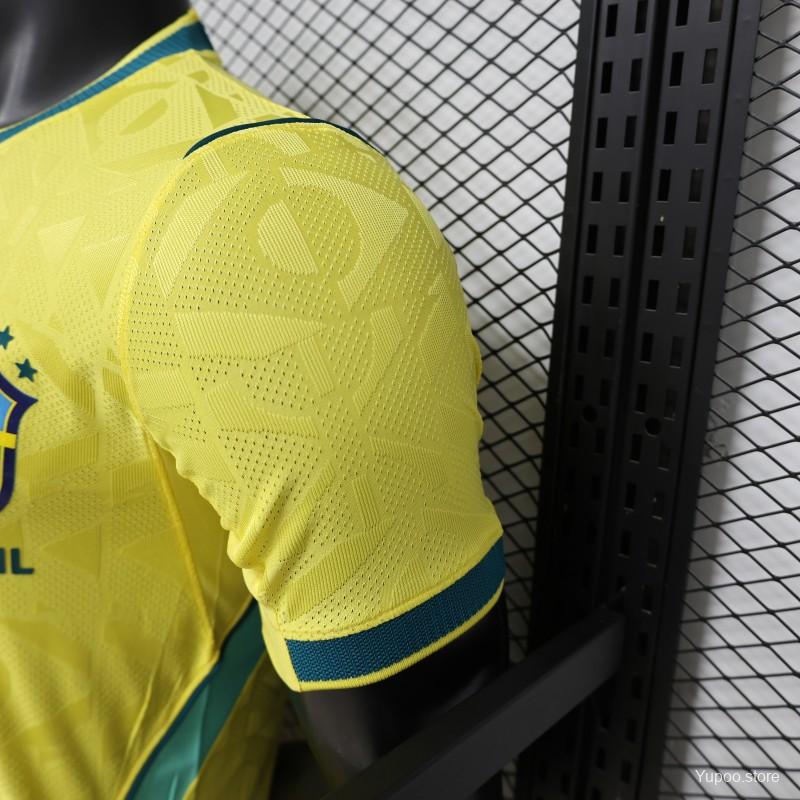 Player Version 2026 Brazil Yellow Geometric Pattern Home Jersey